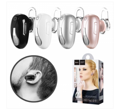 Гарнитура Bluetooth Hoco, E12 beetle mini, Bt. 4.1, 55 mAh, 10m, серебро