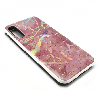 Чехол TPU, разноцветные разводы на мраморе, для Samsung A50, малиновый