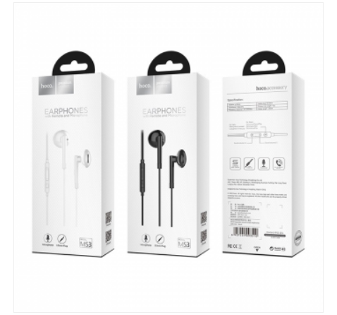 Наушники Hoco, M53, Exquisite sound, mic, 1.2m, 13g, черный