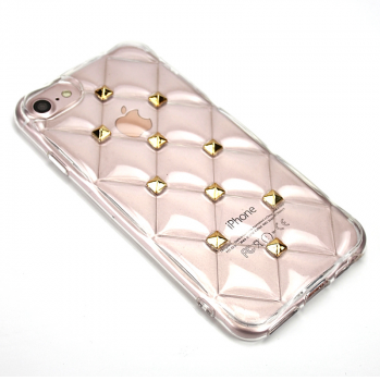 Силиконовый чехол объемный ромб с шипами для iPhone 6/6s, прозрачный