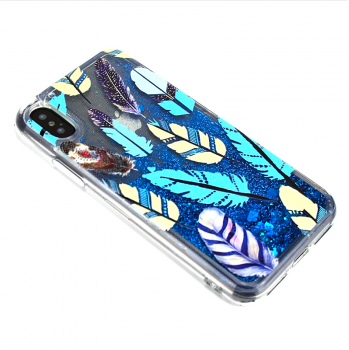 Силиконовый чехол с блестящими пересыпашками для iPhone 8 Plus/7 Plus, синие пер