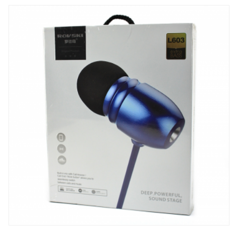 Наушники ROVSKI, L603, DEEP POWERFUL SOUND STAGE, mic, 1.2m, синий