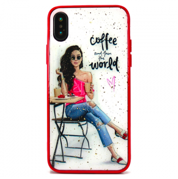 Силиконовый чехол плотный, с изображением и крошкой фольги для iPhone 7/8, девуш