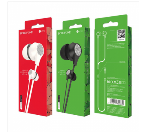 Наушники Borofone, BM28, Tender sound universal with mic, 1.2m, белый