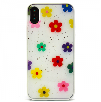 Силиконовый чехол плотный, с изображением и крошкой фольги для iPhone 7/8, разно