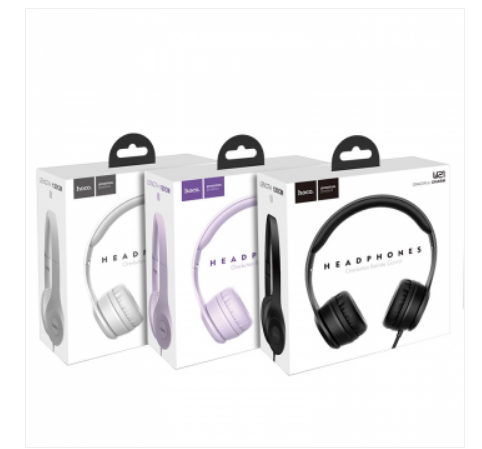 Наушники Hoco, W21, Graceful charm wire control, mic, 1.2 m, серый