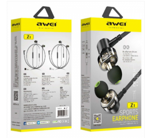 Наушники Awei, Z1, 1.2m, 20-20000HZ, черный