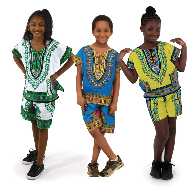 Thumbnail: Children's Dashiki & Shorts Set (C-C917)