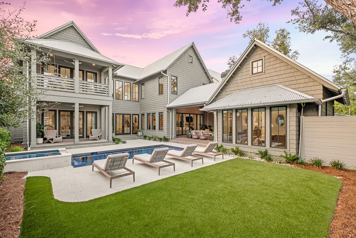 Dreamy Dune Laker with modern pool and turf. Modern luxury at its finest.