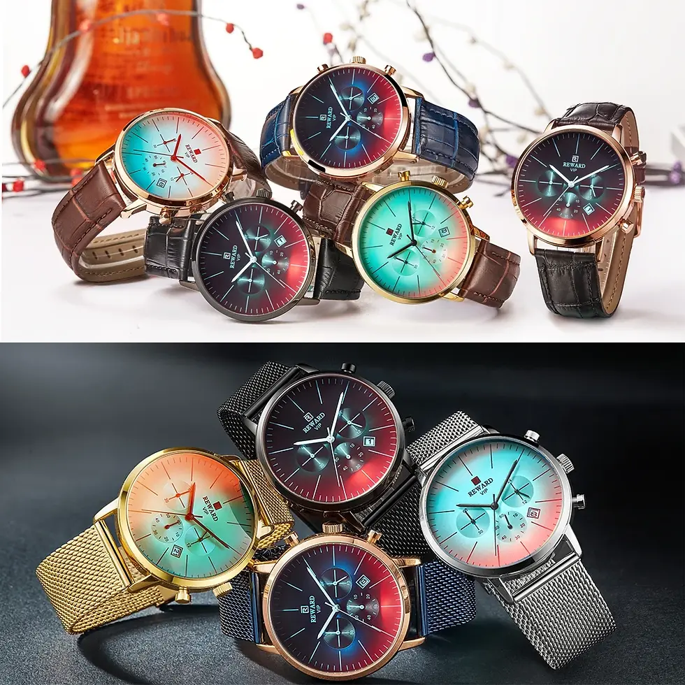 Miniatura: 2025 New Fashion Color Bright Glass Watch Men Top Luxury Brand Chronograph Men's