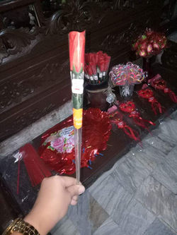 Artificial Rose w/ Mini Teddy Bear