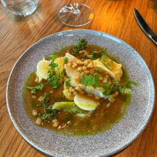 Monkfish in a rich chicken sauce