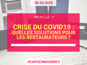 Crise du COVID19 : Quelles solutions pour les restaurateurs ?