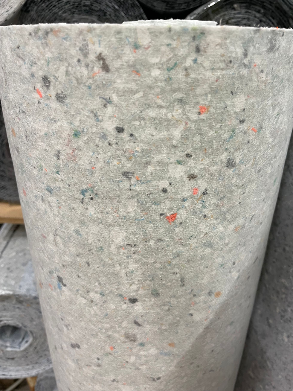 Danskproduceret mintgrøn tekstilrulle af genanvendt tekstil 2mm tykkelse