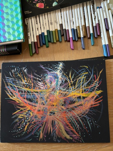 Thumbnail: Grass Dance Spirit Woman | Iridescent Mixed Media Giclee Print | Beyond the Eye