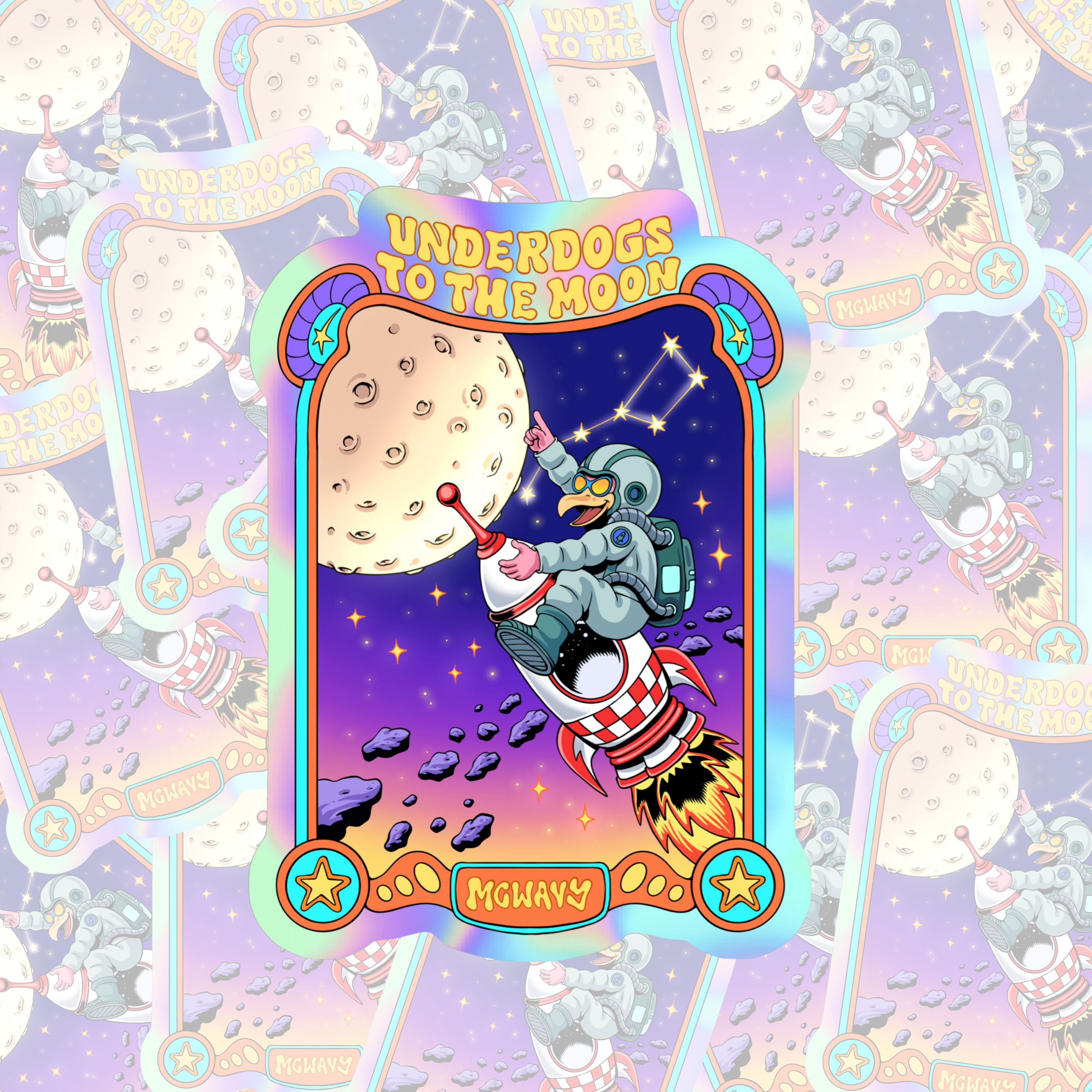 "Underdogs to the Moon" Holographic Sticker