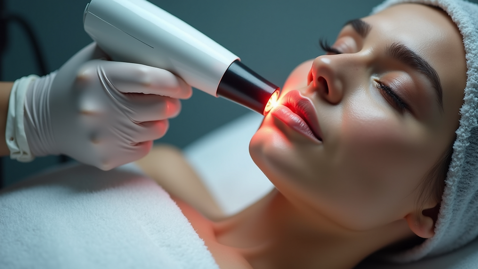 Close-up view of a laser hair removal treatment in progress