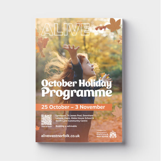 October Holiday Brochure front cover design for Alive Leisure 
