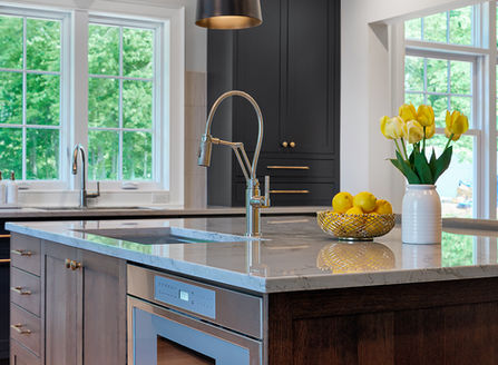 Built in microwave drawer in rift cut oak island.