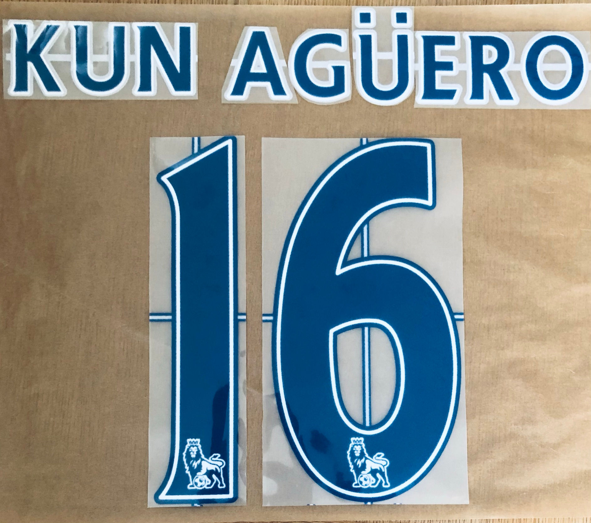KUN AGUERO 16 NAVY NAME SET EPL SEASON 2011-13 MAN CITY