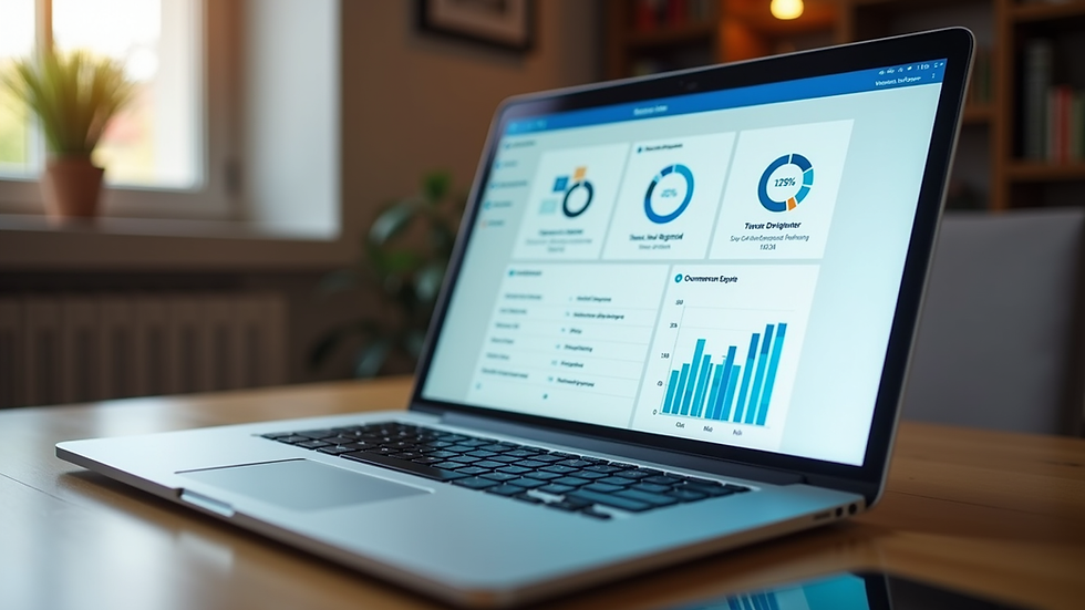 Eye-level view of a laptop screen showing CRM dashboard with sales data