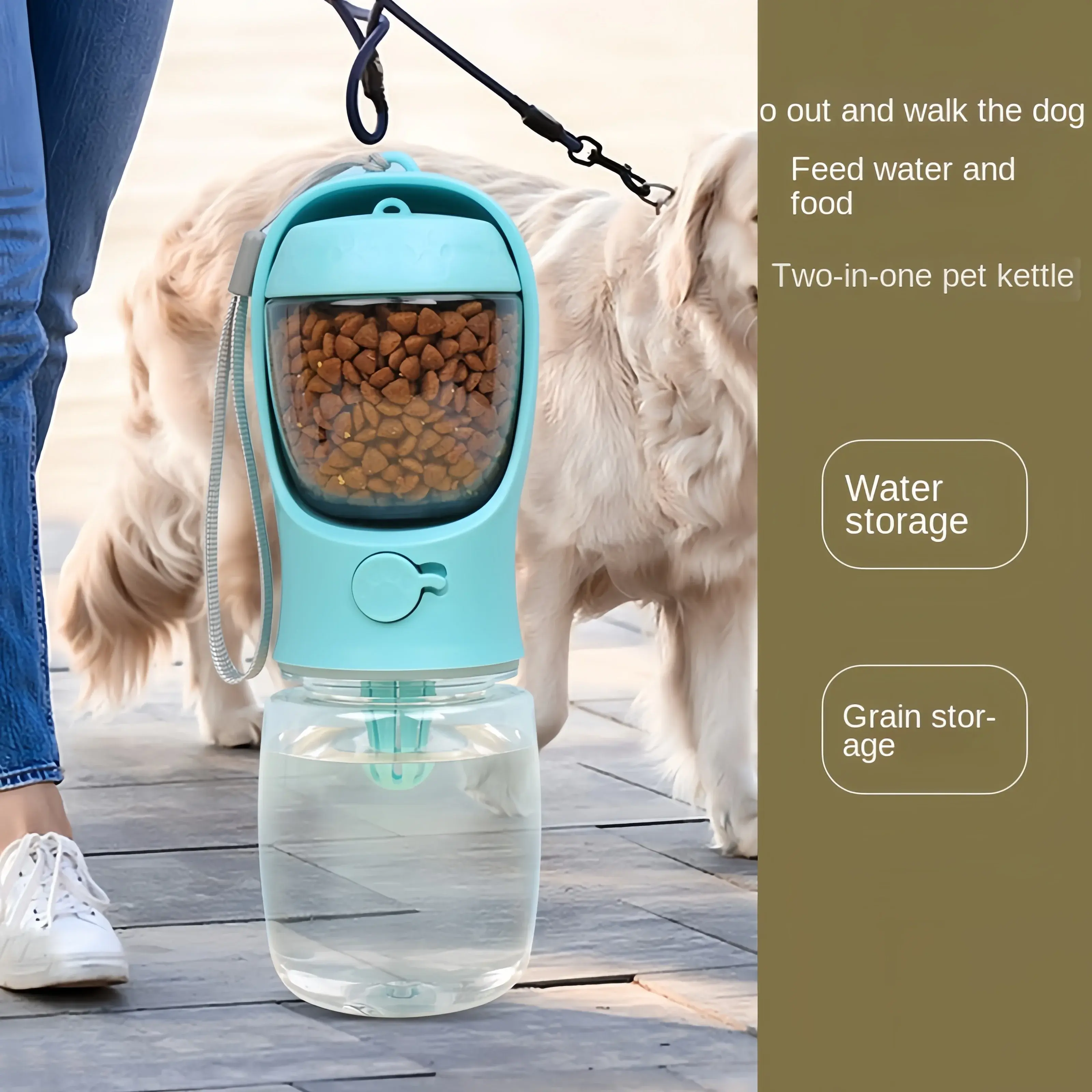 Portable Dog Cat Water Bottle With Storage Food and Water