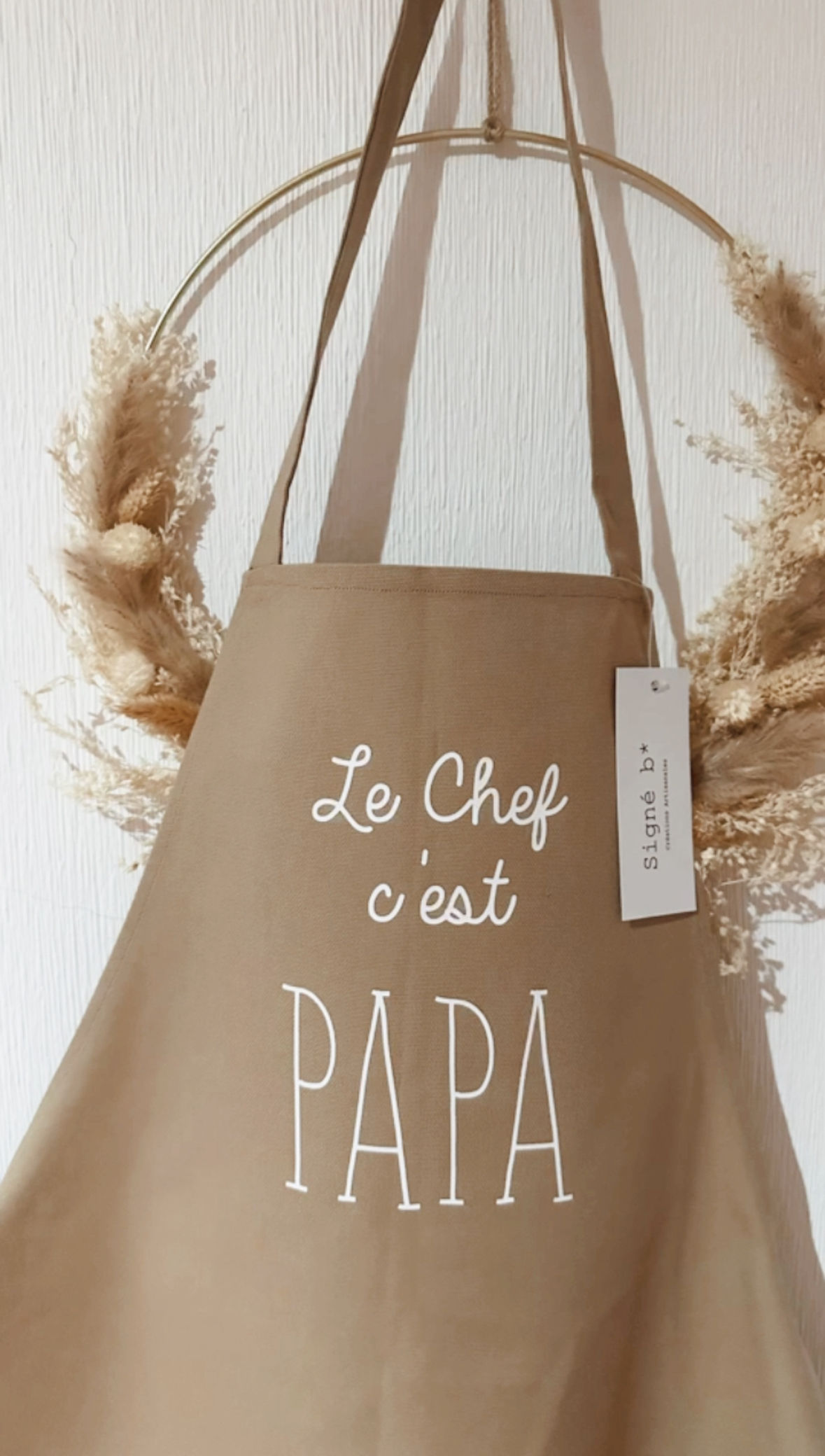 Tablier "Le Chef c'est Papa" beige