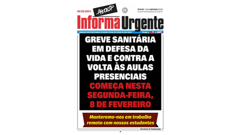 Professores de São Paulo em Greve contra a volta às aulas presenciais!