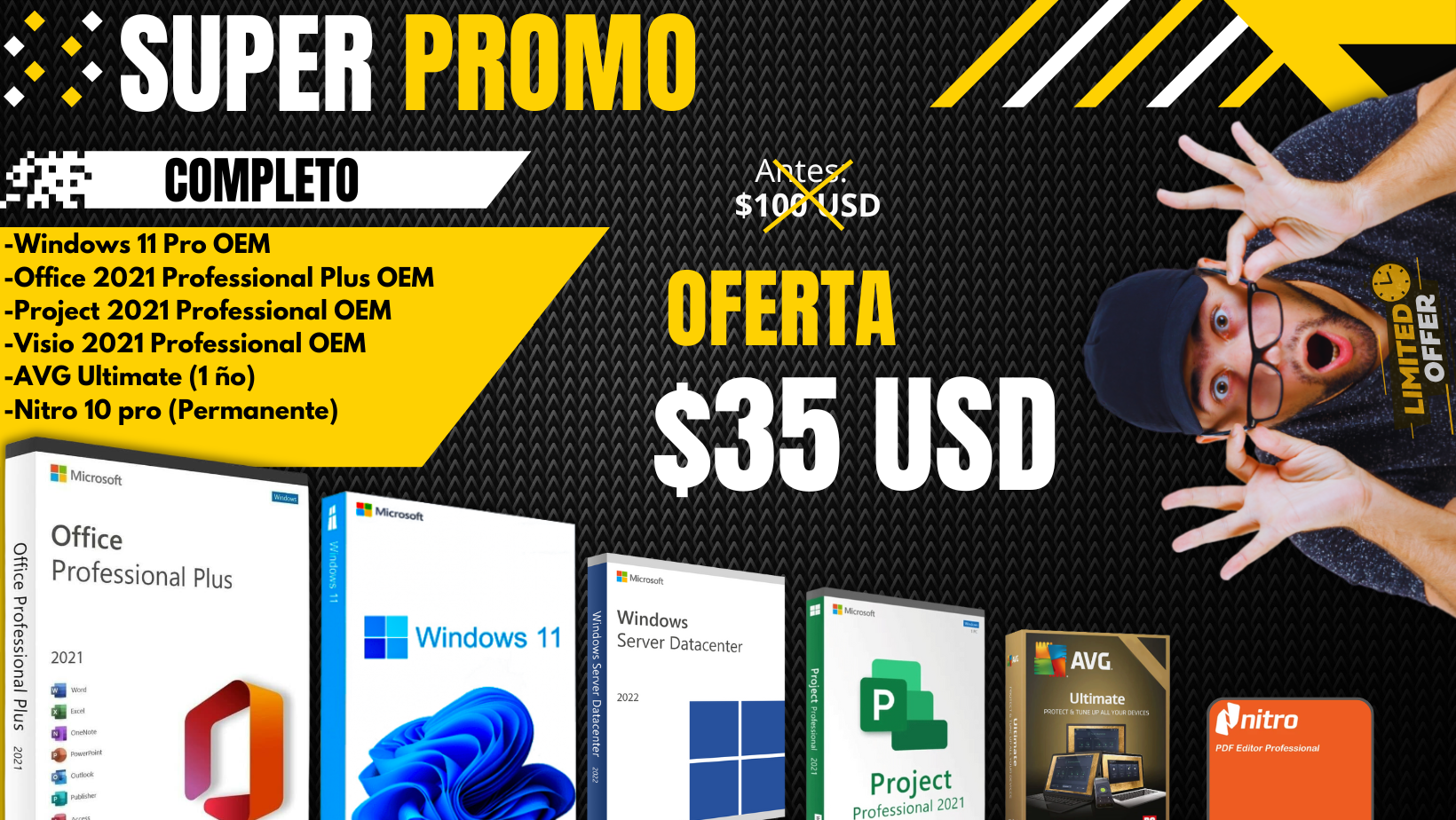 Combo Completo: Office 2021 + Windows 11 Pro + Project 2021 P + Visio 2021 P