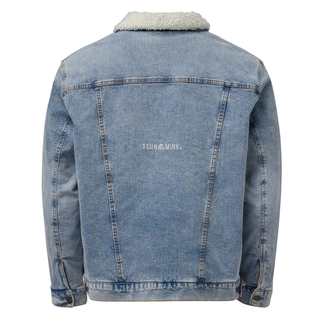 Jaqueta sherpa denim unisex Logotip "Tsunamink" blanc