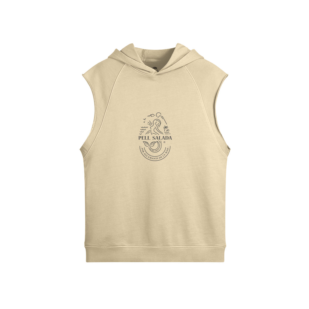 Dessuadora sense mànigues clara de 380 g/m² Logo Pell Salada