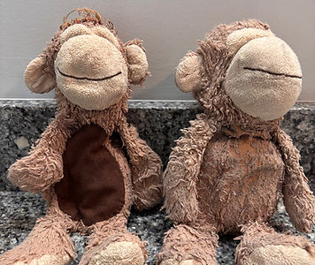 Before and after restoration stufffed animals