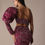 Thumbnail: Wine Fish Cut One Shoulder Gown With 3D Organza Frills