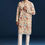 Thumbnail: Beige Silk Kurta Set With Floral Embroidery