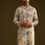 Thumbnail: Cream Blue Silk Floral Printed Kurta Set