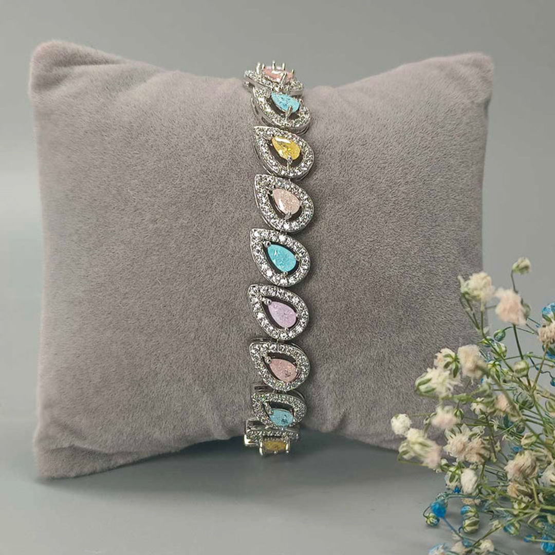 Pastel Dreams Cubic Zirconia Rhodium Bracelet - SIA417738