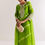 Thumbnail: Green Silk Leheriya Kurta Set With Moti Work