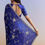 Thumbnail: Navy Blue Satin Saree With All Over Floral Jaal Embroidery