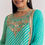 Thumbnail: Aqua Blue Leheriya Kurta Palazzo Suit With Zardosi And Moti Work