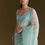 Thumbnail: Light Blue Glossy Organza Saree With Scallop Border