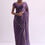 Thumbnail: Purple Satin Saree With Cutdana Embellishment And Unstitched Blouse Fabric