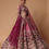 Thumbnail: Red Velvet Silk 16 Kali Zardosi Lehenga With Crystal Blouse And Two Dupattas