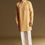 Thumbnail: Yellow Linen Kurta Set With Embroidered Thread