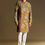 Thumbnail: Yellow Art Silk Kurta Set With Mirror And French Knot Embroidery