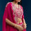 Thumbnail: Pink Chinon Crop Top Cape Set With Embroidery