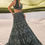 Thumbnail: Dark Olive Green 3D Embroidered Lehenga Set With One Side Ruffle Trail