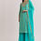 Thumbnail: Aqua Blue Leheriya Kurta Palazzo Suit With Zardosi And Moti Work