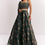 Thumbnail: Bottle Green Mirror Work Lehenga Choli Set In Organza Tissue