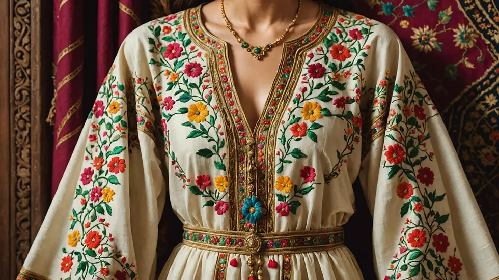A beautifully embroidered kaftan showcasing traditional Pakistani craftsmanship.