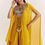 Thumbnail: Yellow Chinon Cape Set With Zardosi Thread And Moti Work